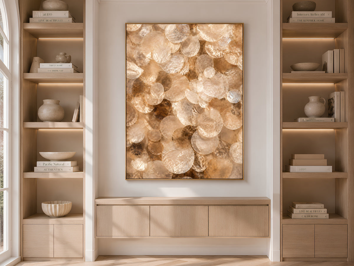 Caramel Capiz Shell Wall Art, Tortoiseshell Ombre Print - Digital Download