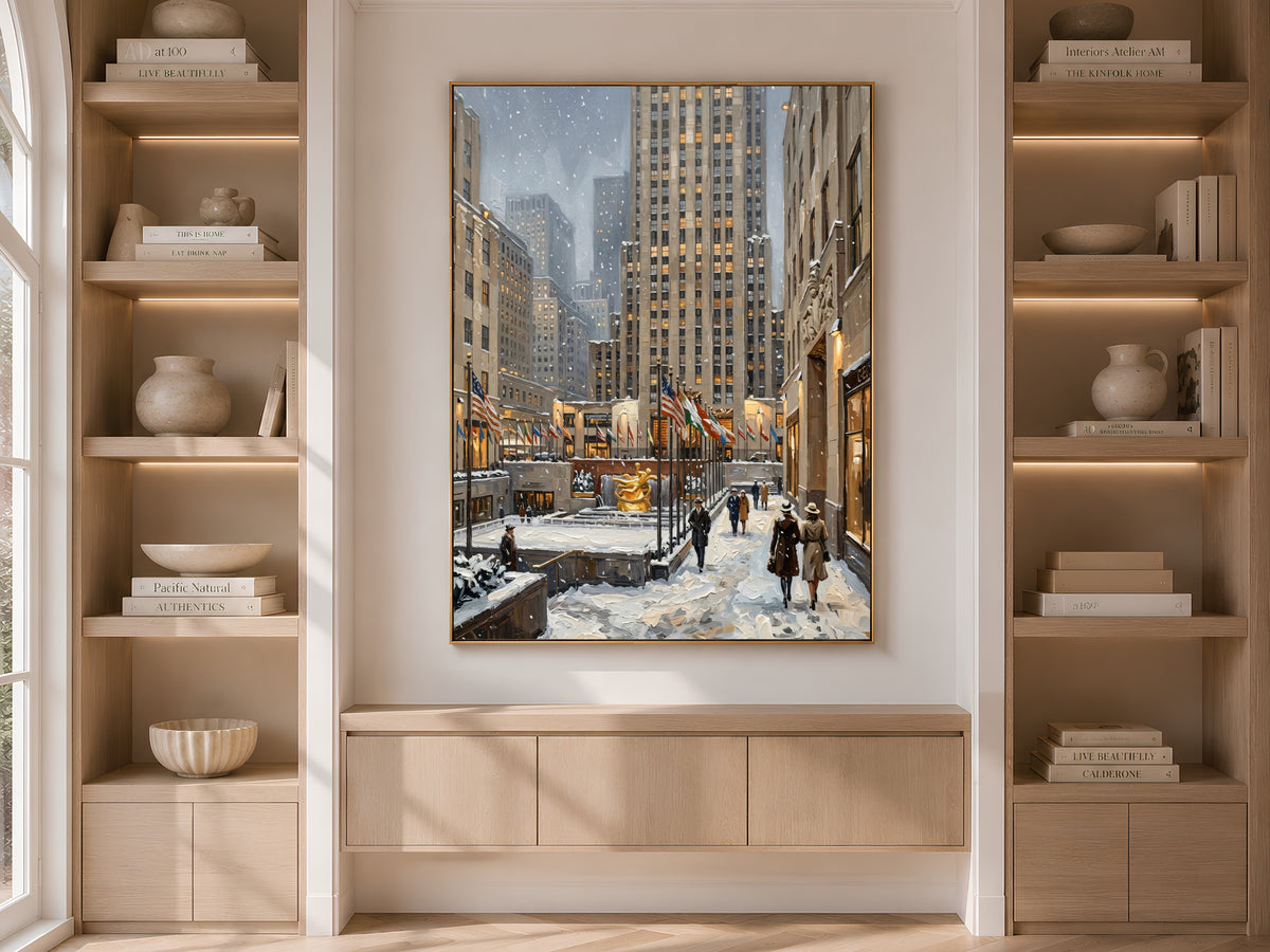New York Winter Wall Art, Snowy NYC Print - Digital Download