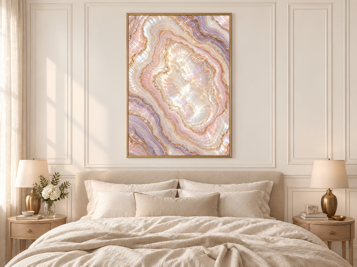 Pink Agate Wall Art, Pearl Geode Print, Blush Lilac Crystal Slice, Copper Gold Abstract, Glam Bedroom Decor, Opal Poster, Instant Download