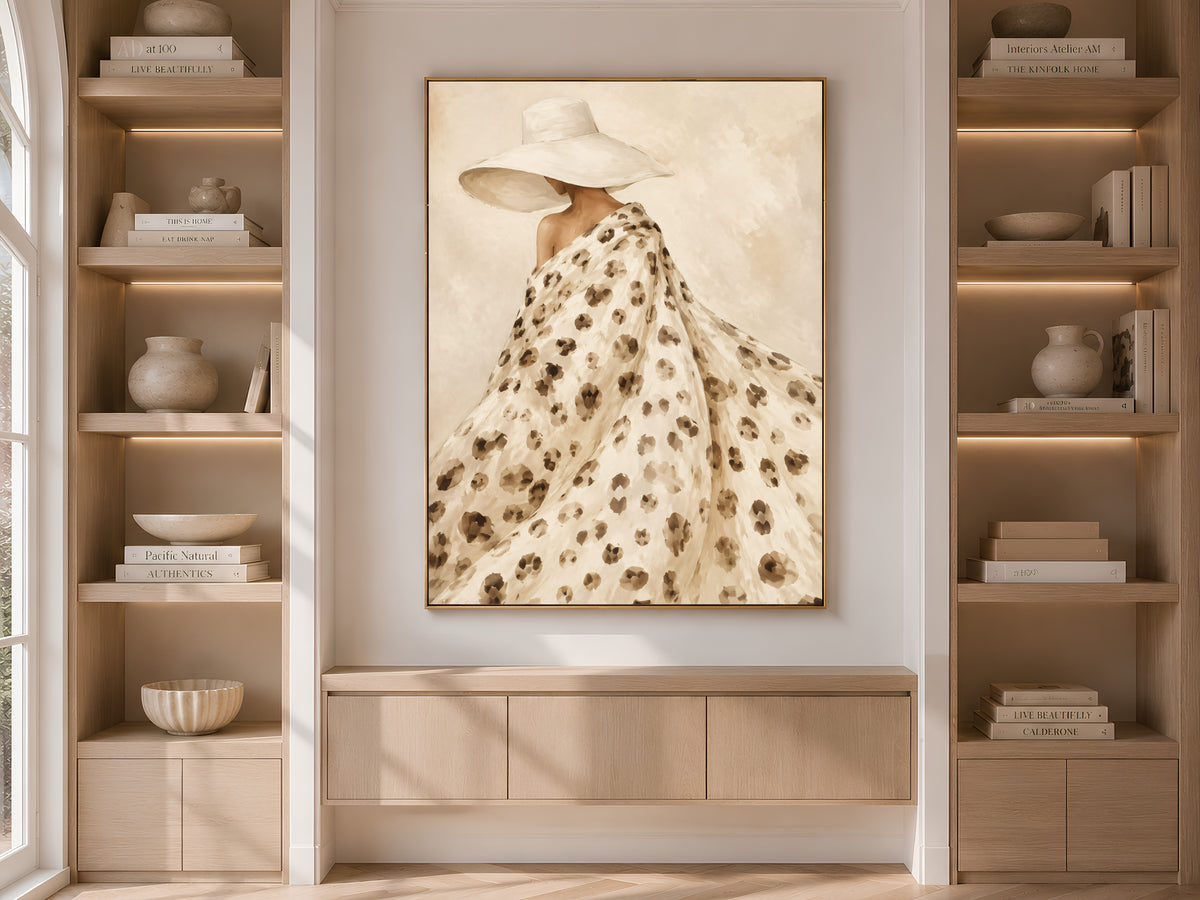 Leopard Print Fashion Wall Art, Couture Gown Painting - Digital Download