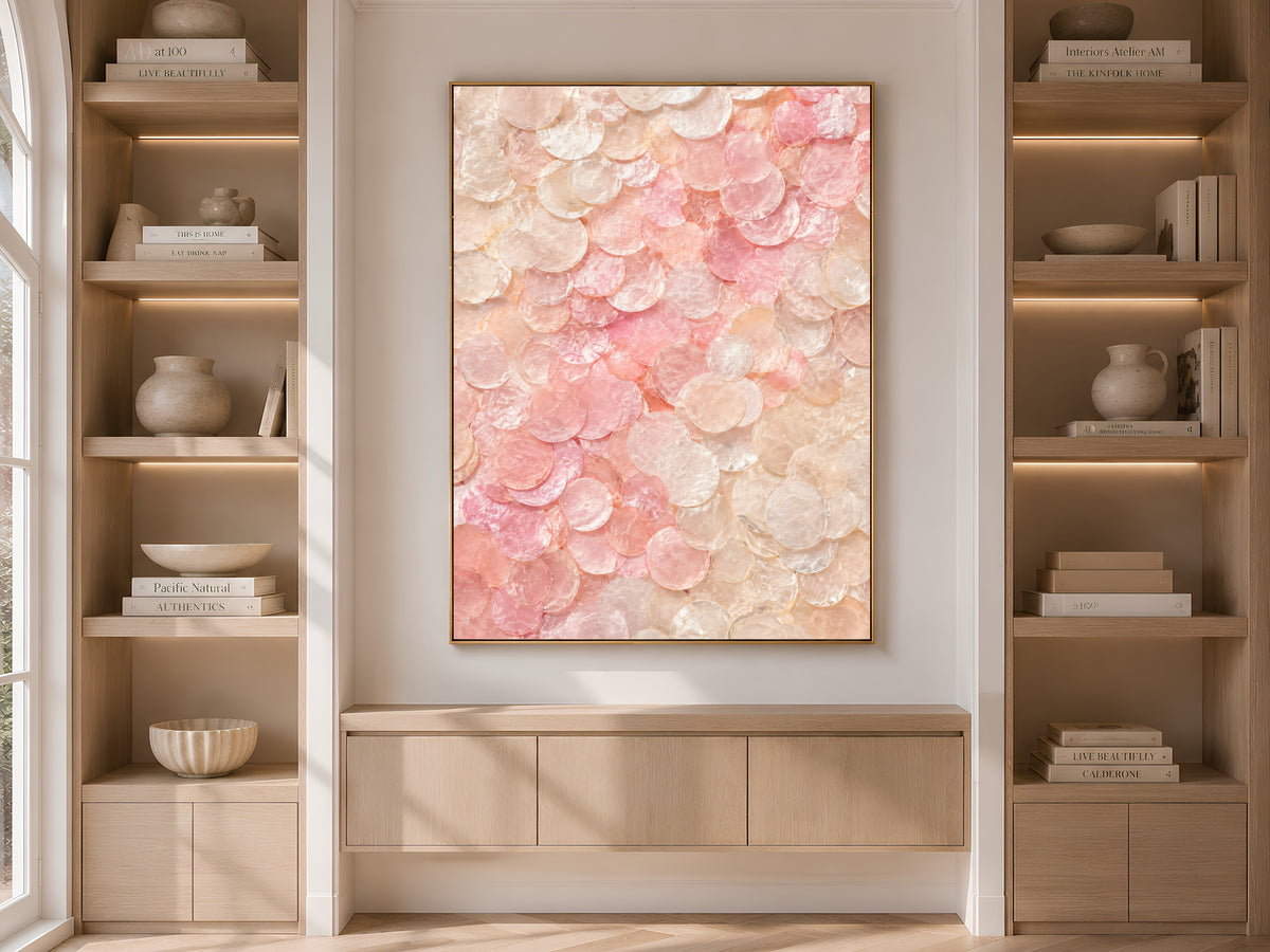 Blush Pink Wall Art, Capiz Shell Abstract Print - Digital Download