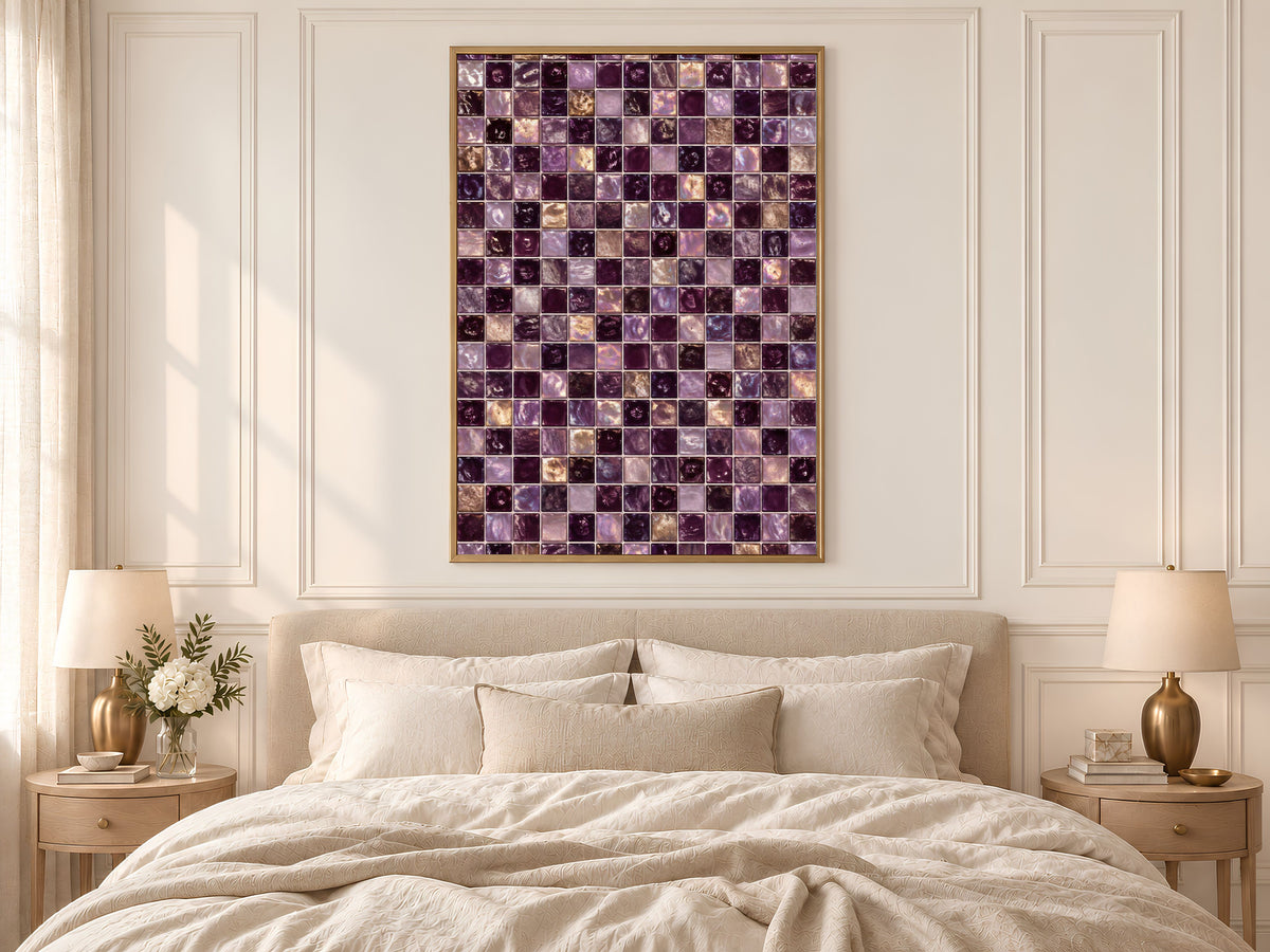 Purple Mosaic Wall Art, Lavender Glass Tile Print - Digital Download