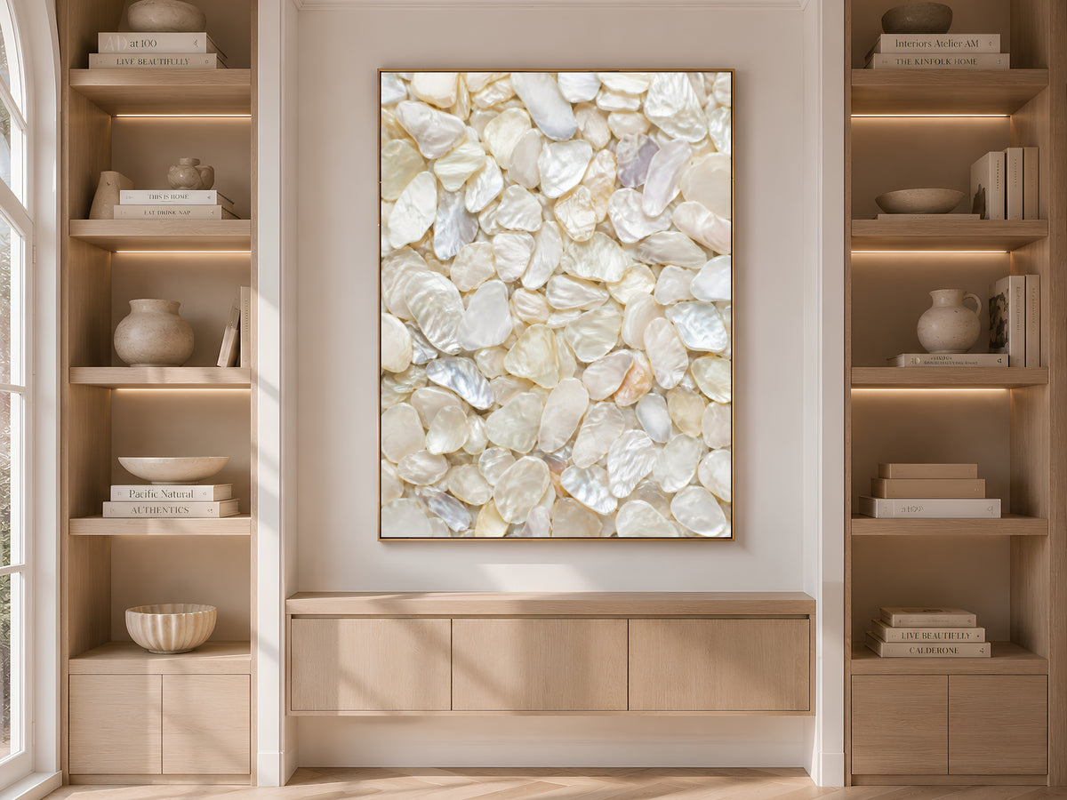 White Capiz Shell Wall Art, Mother of Pearl Print - Digital Download
