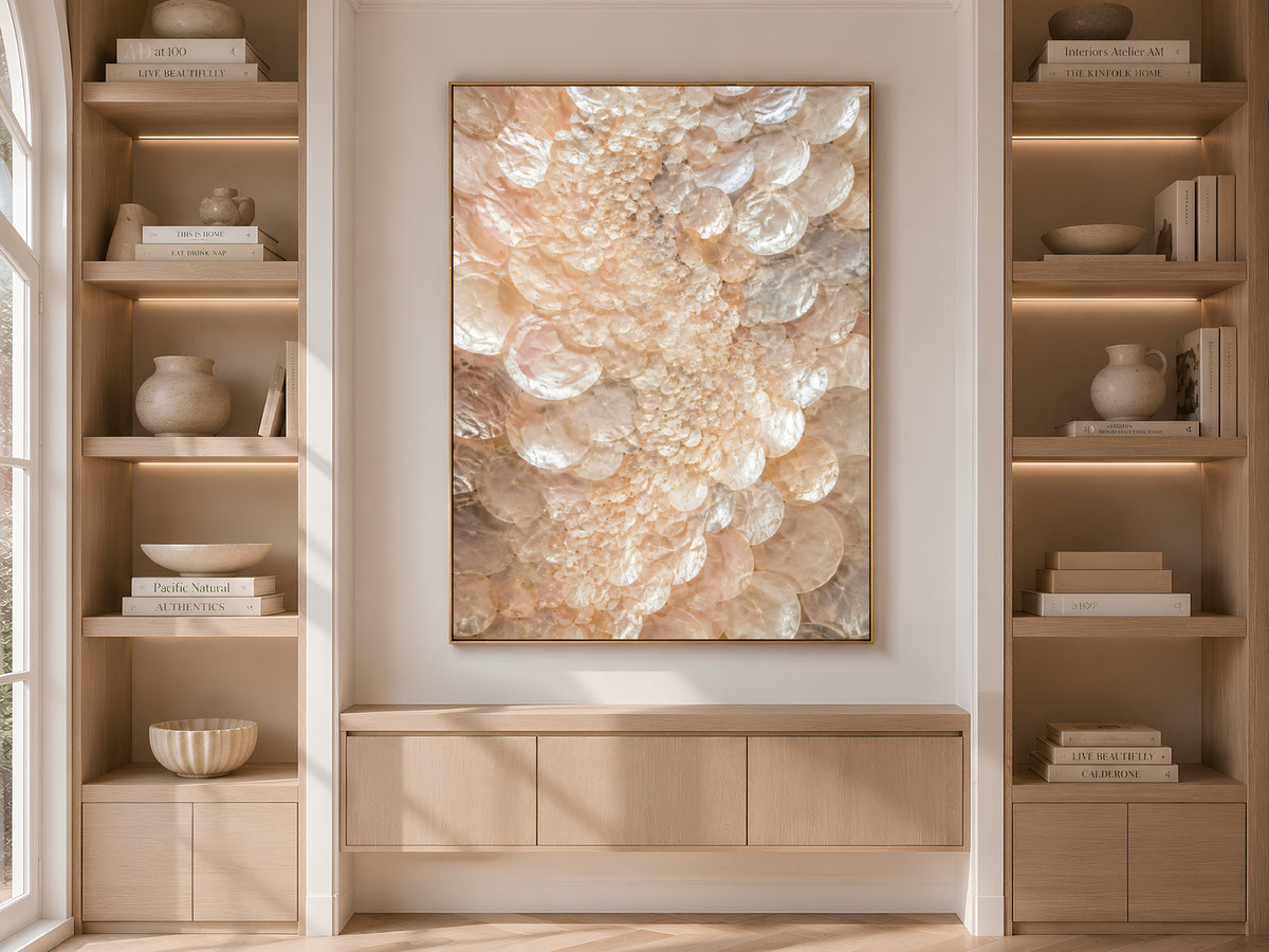 Champagne Druzy Capiz Shell Wall Art, Crystal Cluster Print - Digital Download