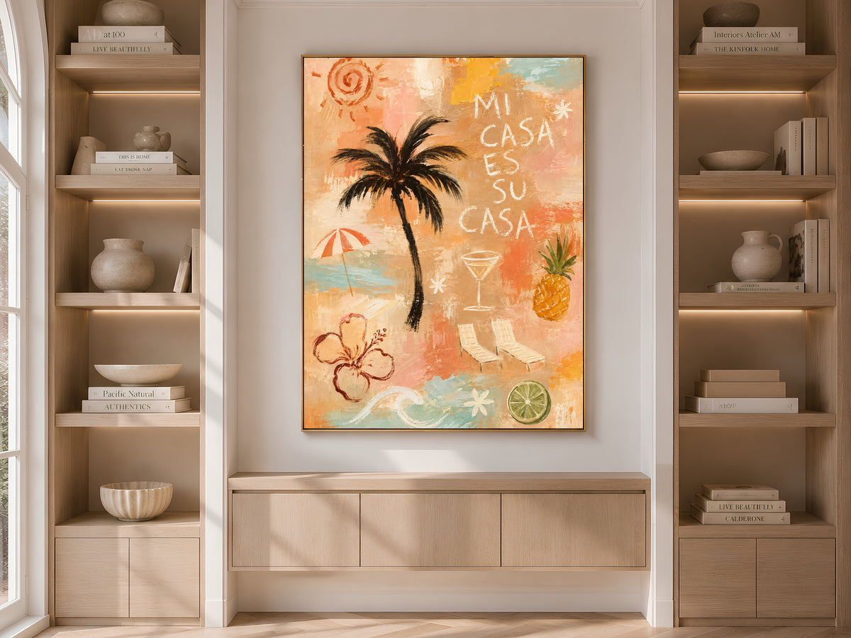 Mi Casa Es Su Casa Wall Art, Tropical Boho Beach Print - Digital Download