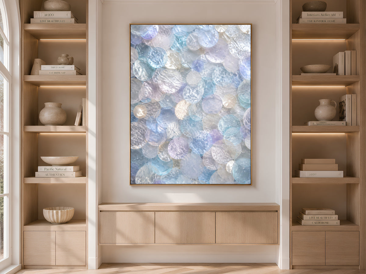 Periwinkle Capiz Shell Wall Art, Icy Blue Lilac Print - Digital Download