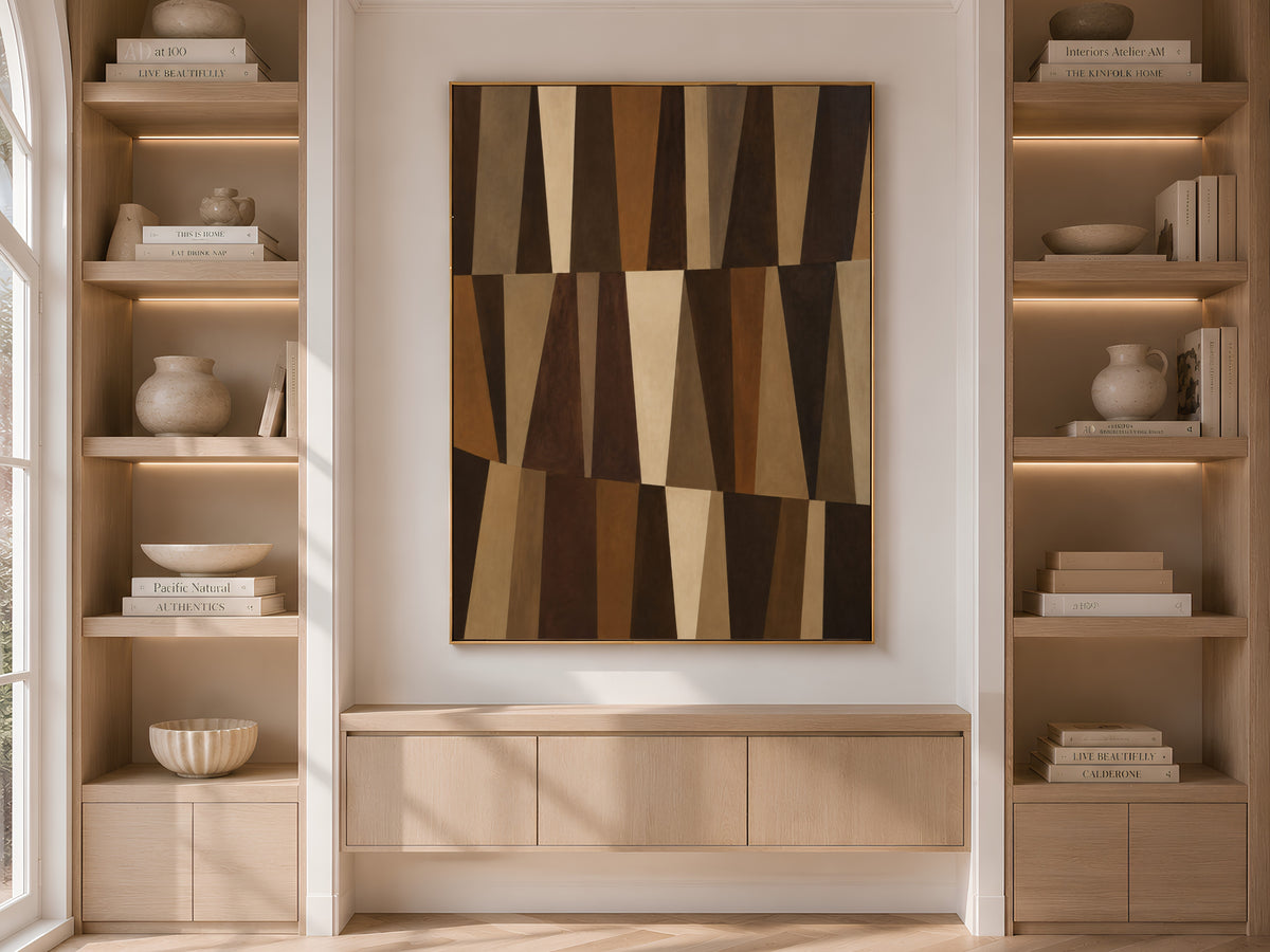Mid Century Geometric Wall Art, Abstract Triangle Print - Digital Download