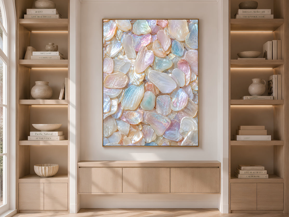 Iridescent Capiz Shell Wall Art, Opal Pearlcore Print - Digital Download