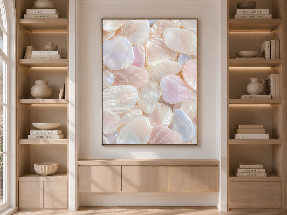 Blush Pearl Capiz Shell Wall Art, Soft Pink Ivory Print - Digital Download