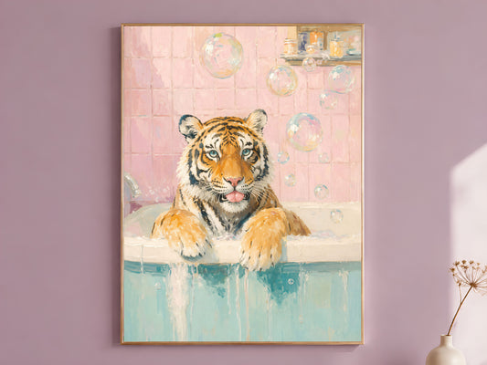Tiger in Bathtub Wall Art - Digital Download