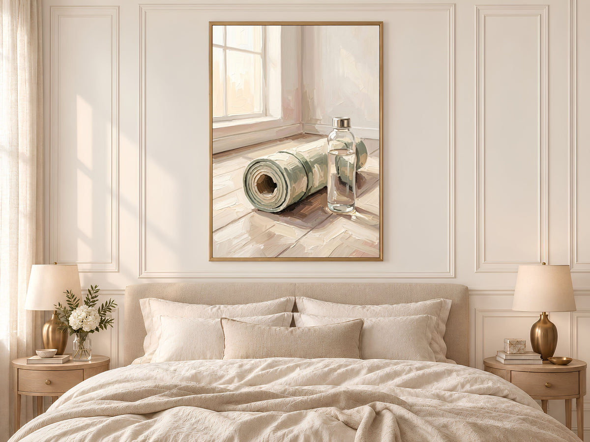 Yoga Mat Wall Art, Impasto Oil Painting Print - Digital Download