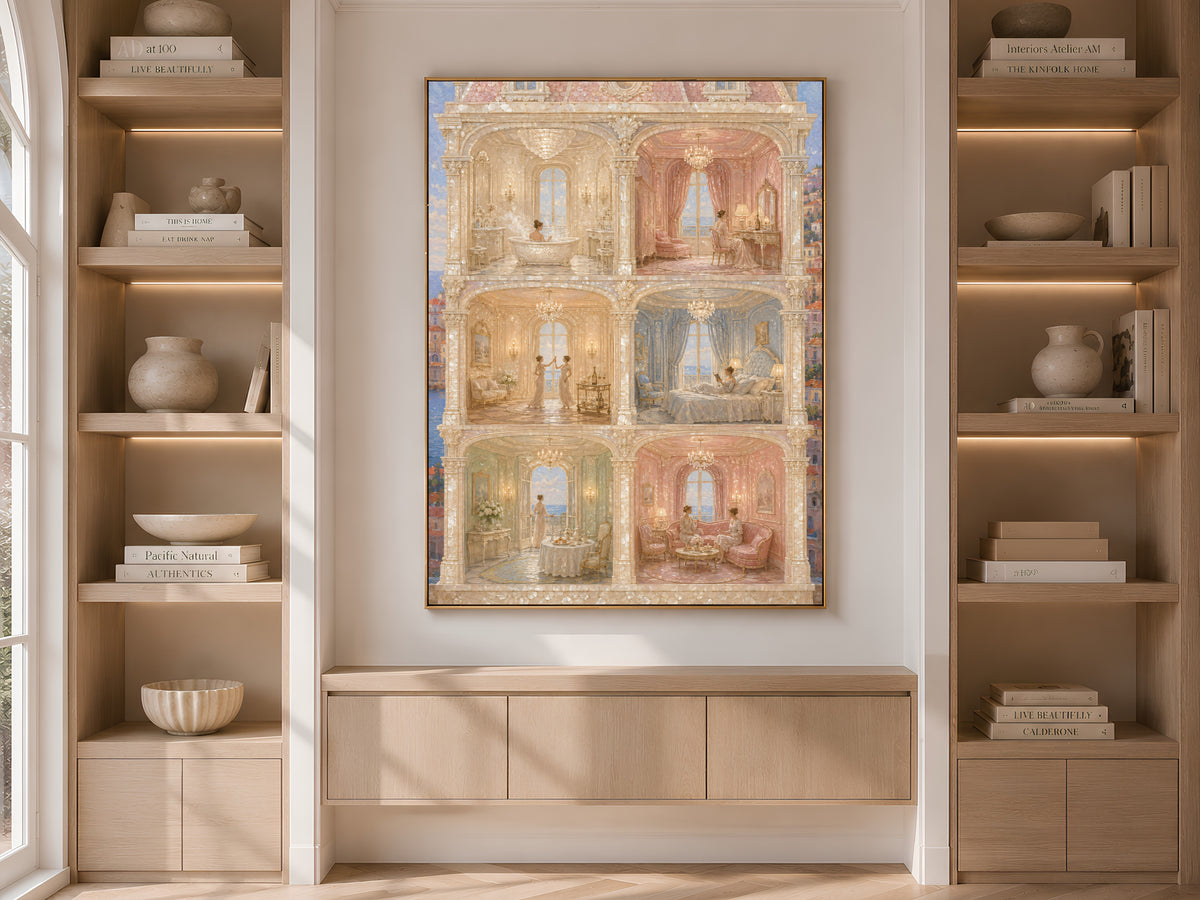 Cutaway House Wall Art, French Riviera Print - Digital Download