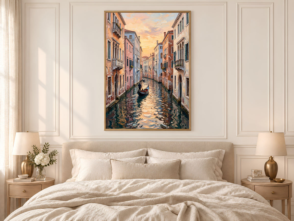 Venice Canal Wall Art, Impasto Oil Painting Print - Digital Download