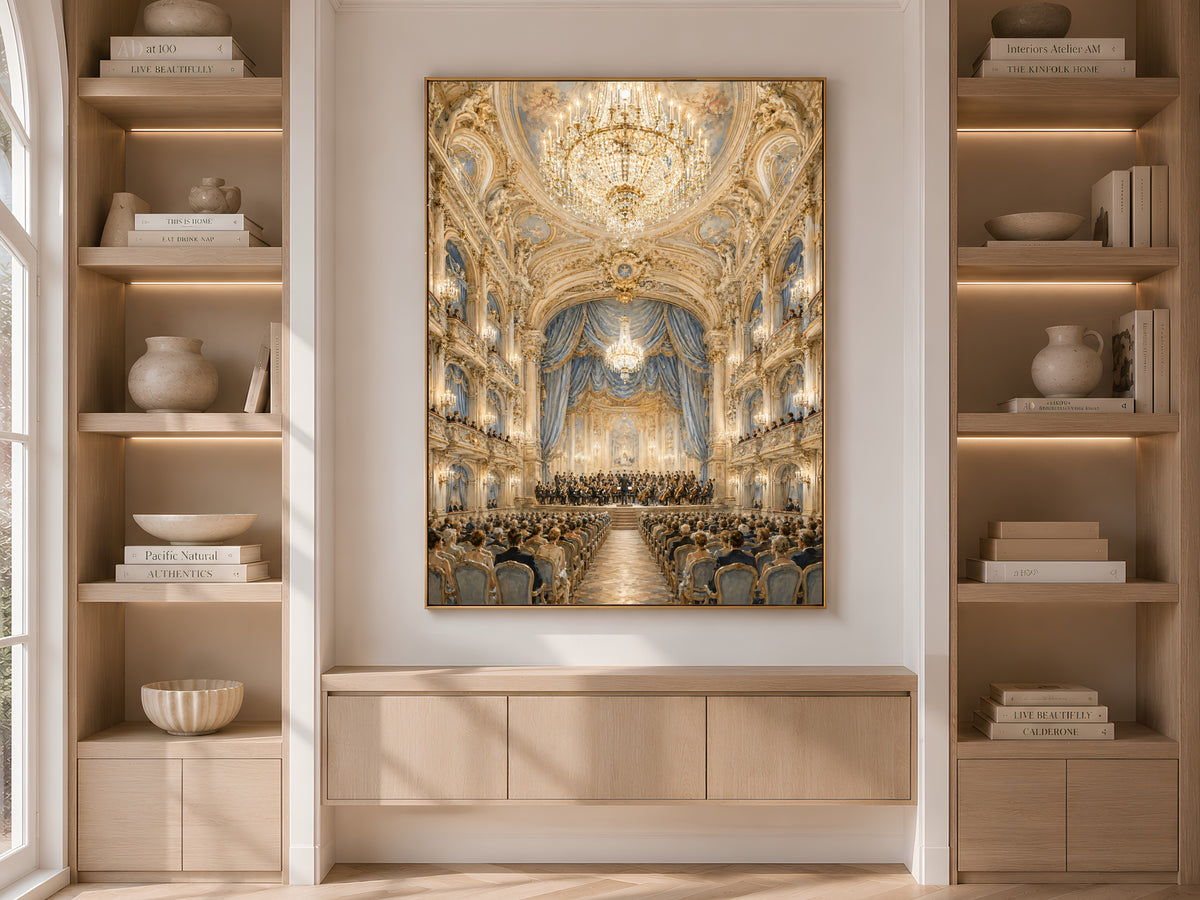 Palace Ceiling Fresco Print, Crystal Chandelier Wall Art - Digital Download