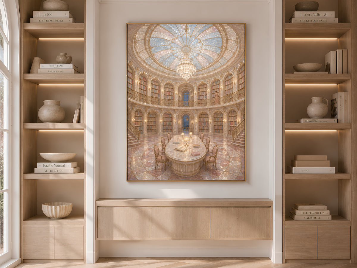 Fantasy Library Wall Art, Opera Aesthetic Print, Dome Ceiling Painting - Digital Download
