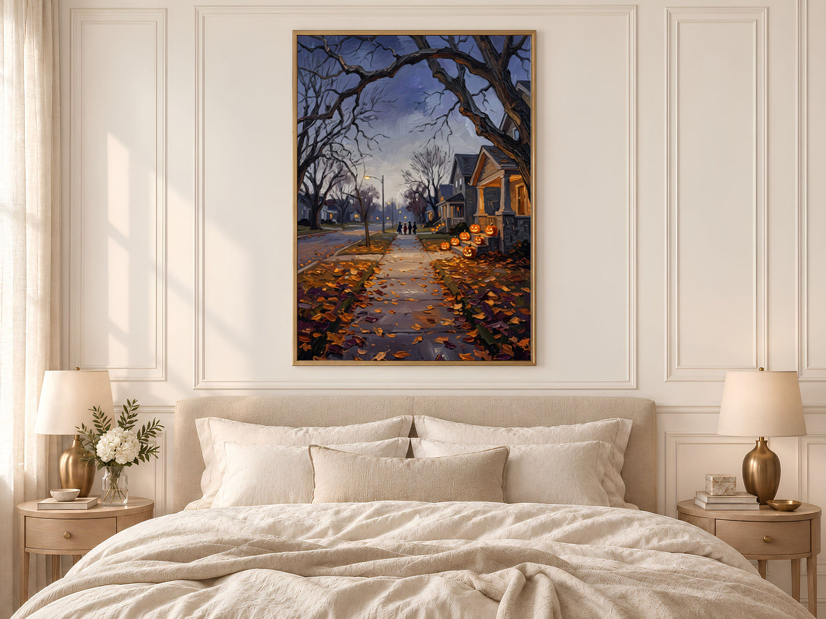 Trick or Treat Wall Art, Impasto Oil Painting Print - Digital Download
