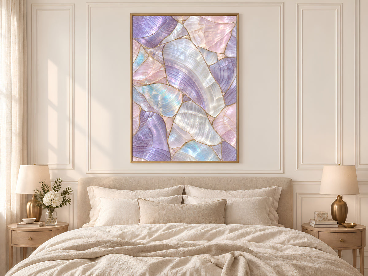Lilac Mother of Pearl Wall Art, Purple Iridescent Shell Print, Pastel Opal Mosaic, Girly Bedroom Decor, Mermaidcore Poster, Instant Download