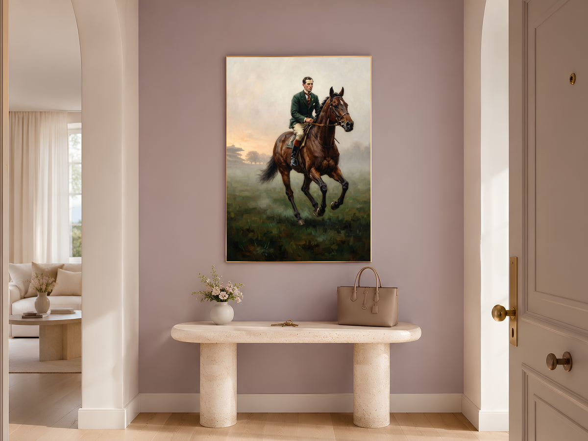 Equestrian Wall Art, Old Money Horse Racing Oil Painting - Digital Download