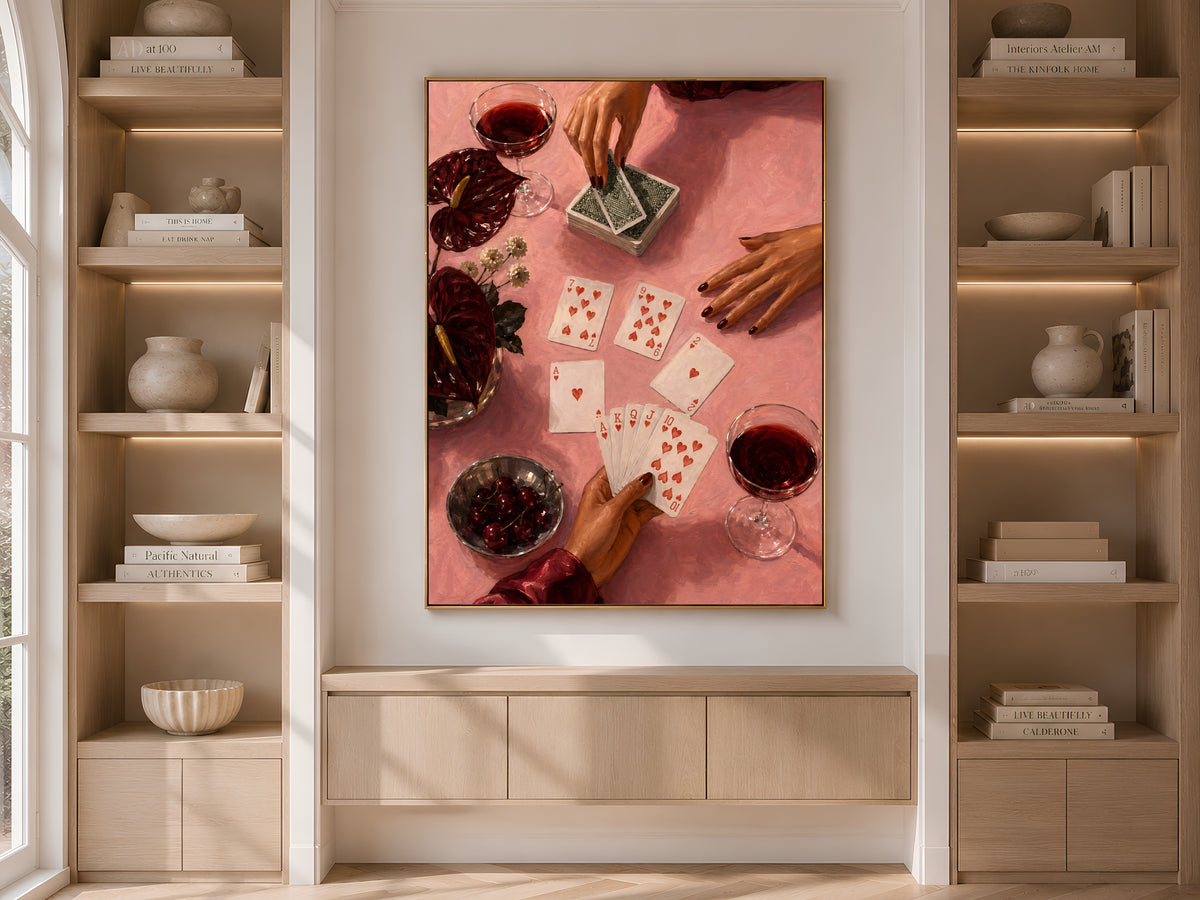 Playing Cards Wall Art, Moody Poker Night Print - Digital Download