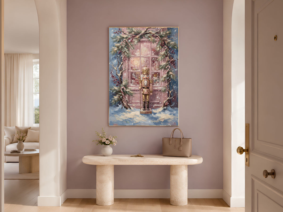 Pink Nutcracker Wall Art, Coquette Christmas Decor - Digital Download