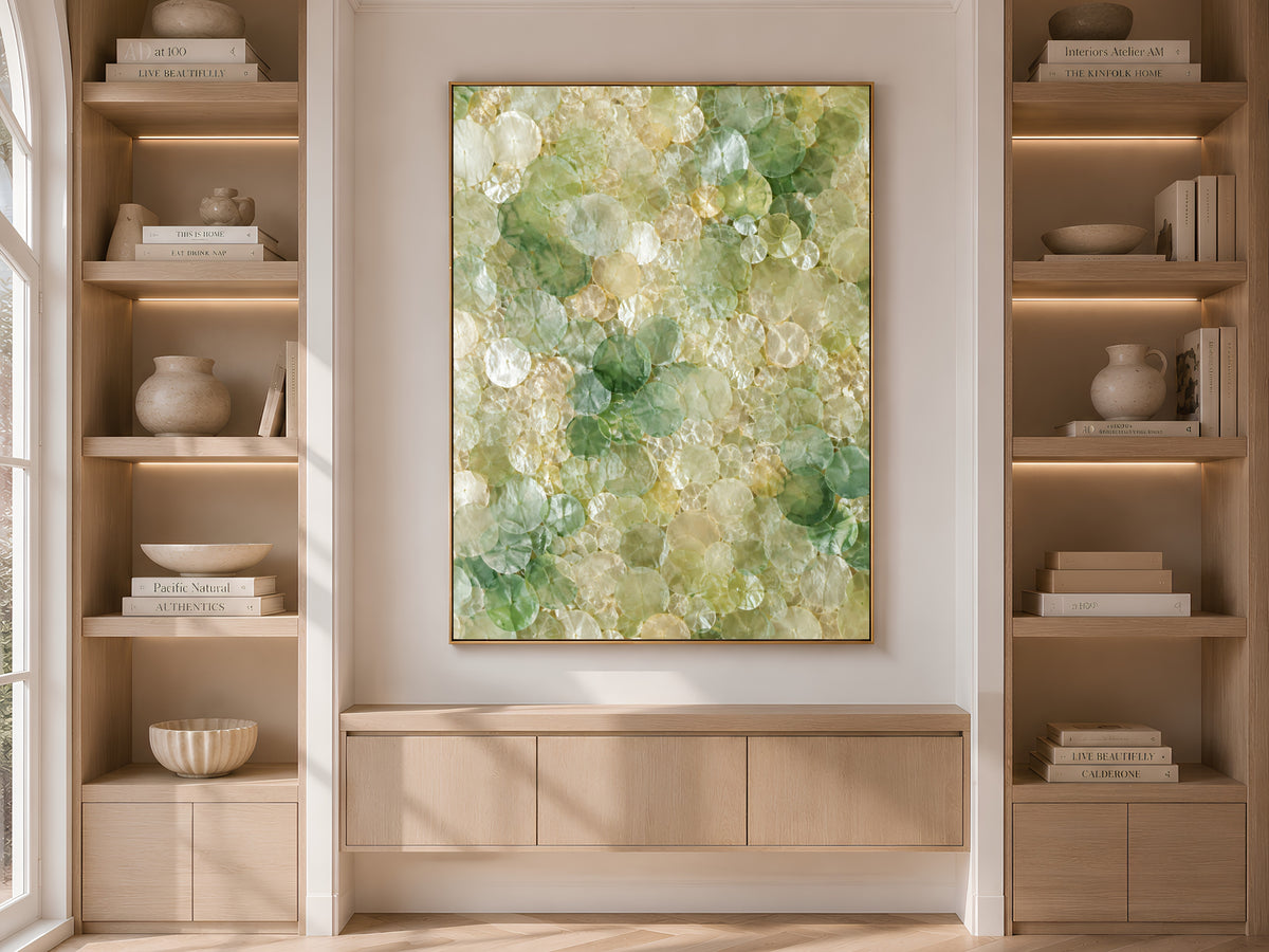Sage Green Capiz Shell Wall Art, Jade Ombre Print - Digital Download