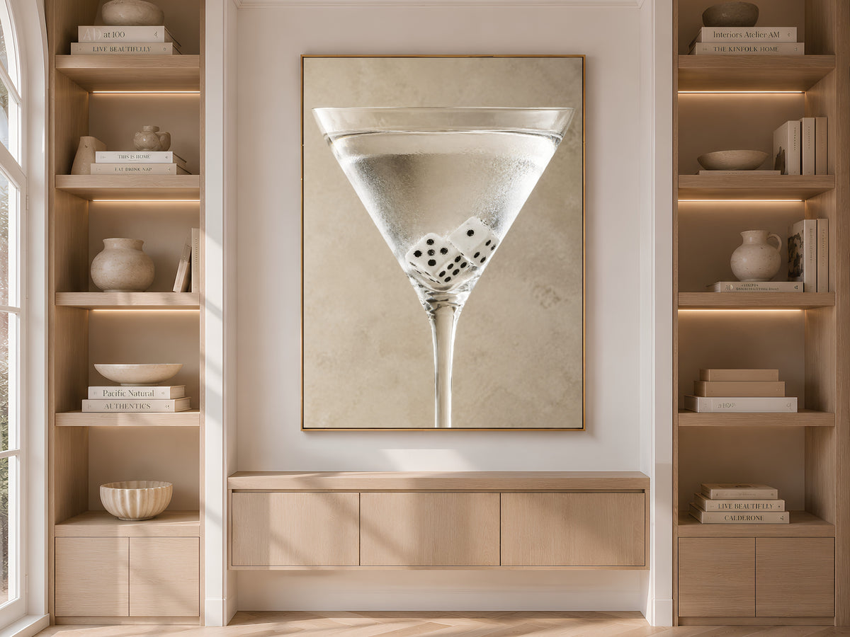 Martini Wall Art, Neutral Cocktail Print, Bar Cart Decor - Digital Download