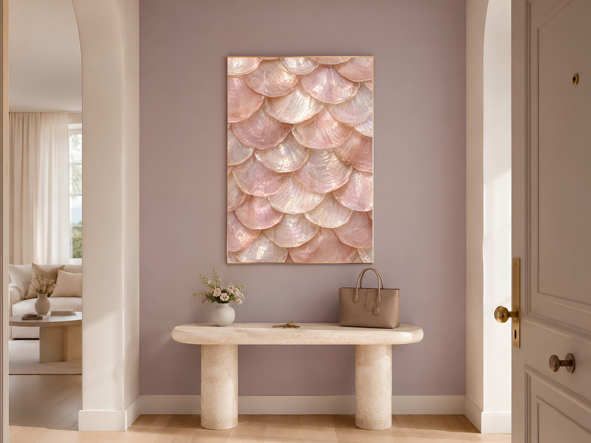Blush Pink Capiz Shell Wall Art, Rose Quartz Mother of Pearl Print - Digital Download