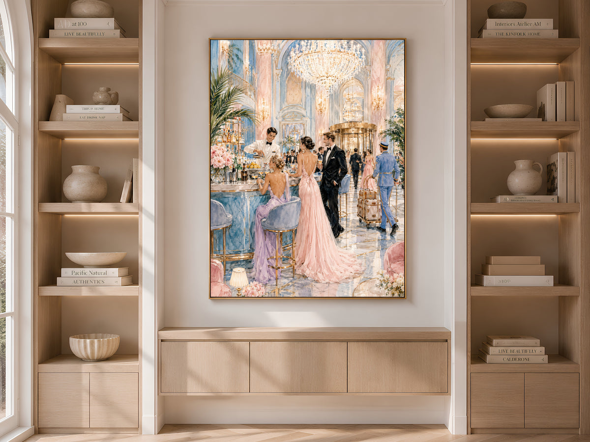 Grand Hotel Lobby Wall Art, Old Money Aesthetic Print - Digital Download