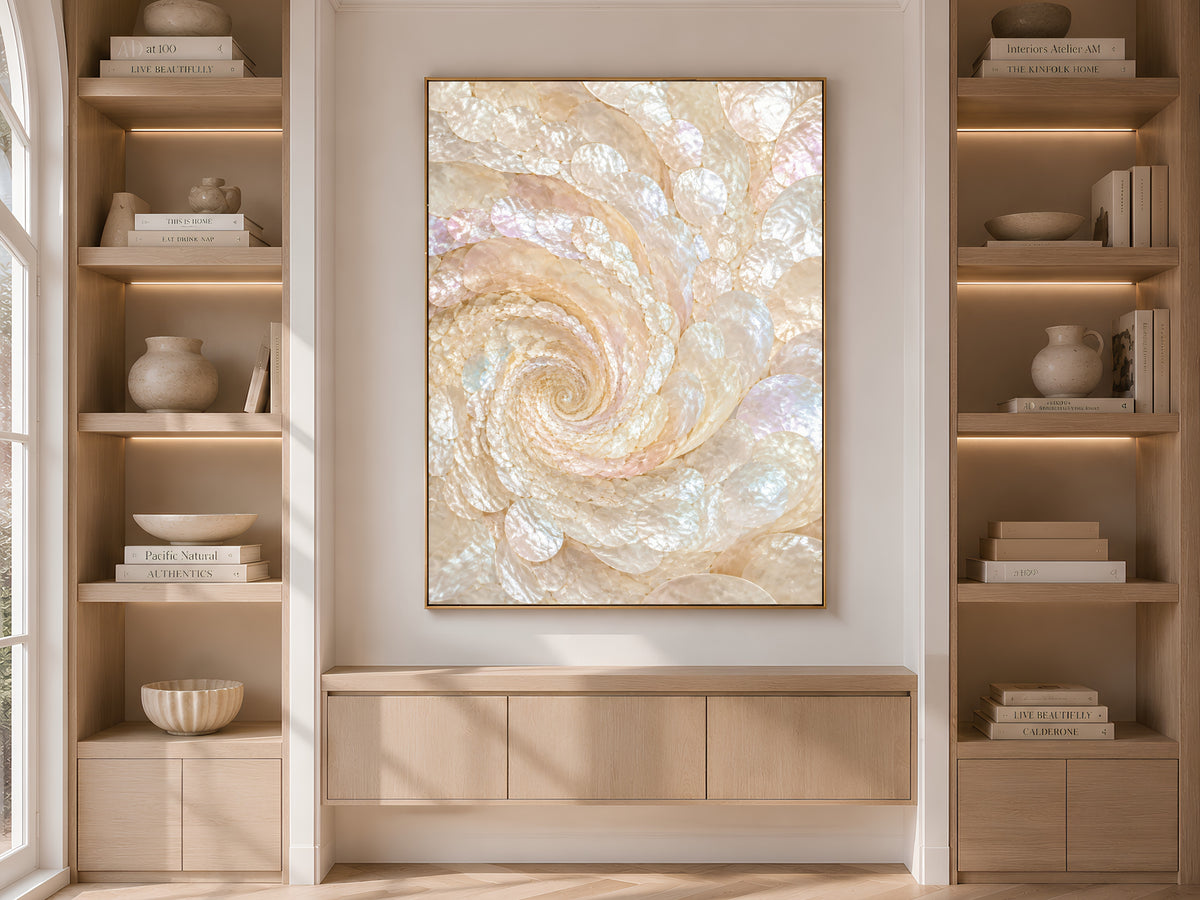 Capiz Shell Wall Art, Iridescent Pearl Swirl Print - Digital Download