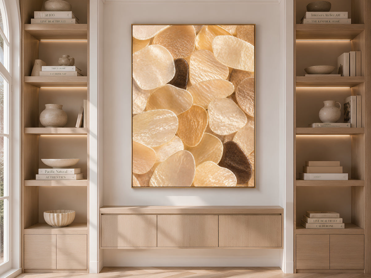Honey Gold Capiz Shell Wall Art, Amber Espresso Accent Print - Digital Download