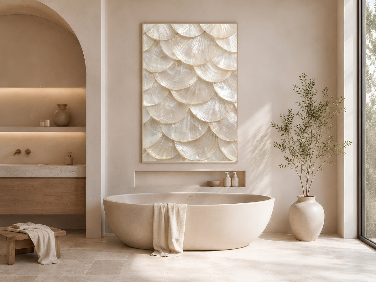 Capiz Shell Wall Art, Ivory Mother of Pearl Print - Digital Download