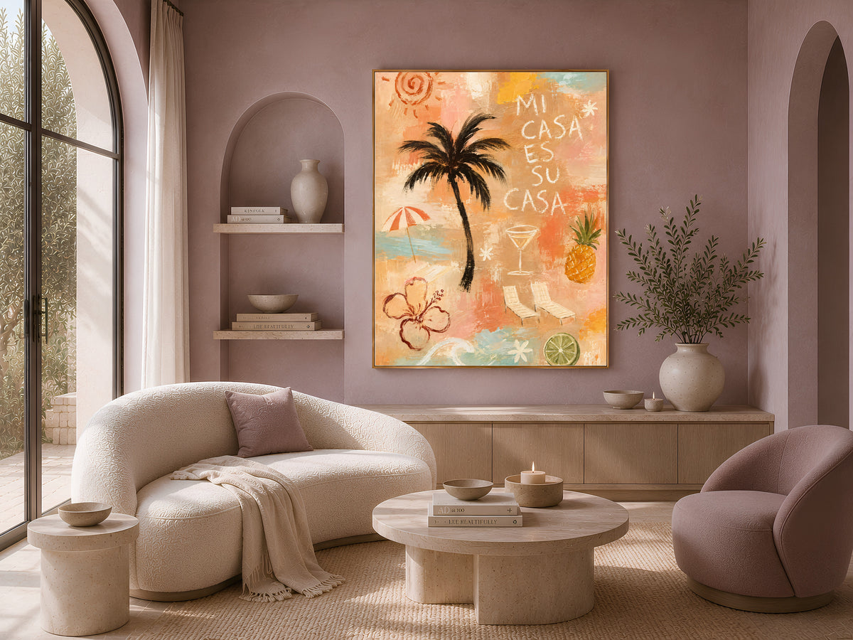 Mi Casa Es Su Casa Wall Art, Tropical Boho Beach Print - Digital Download