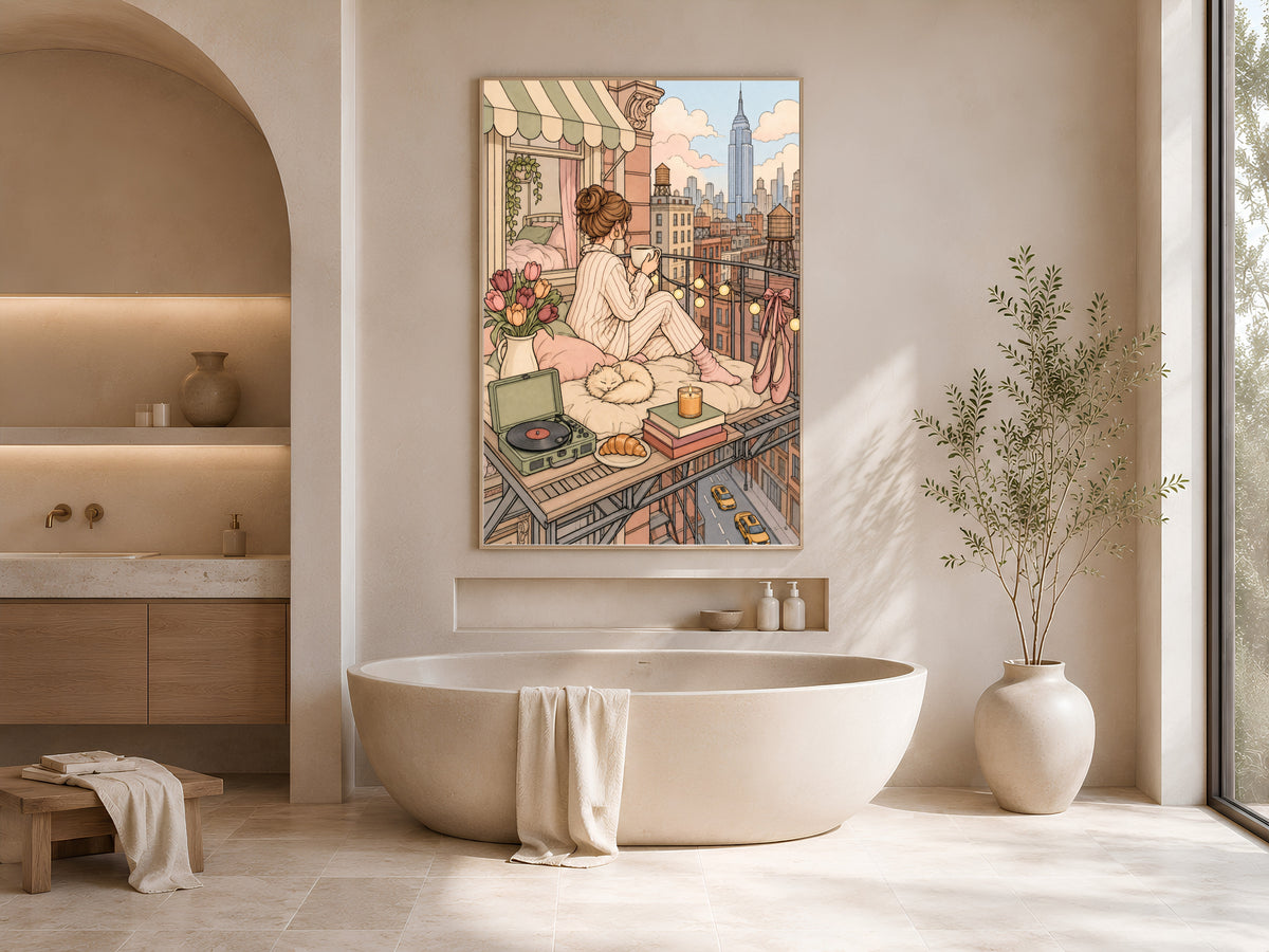 Color Your Own Wall Art, NYC Apartment Line Art Print - Digital Download