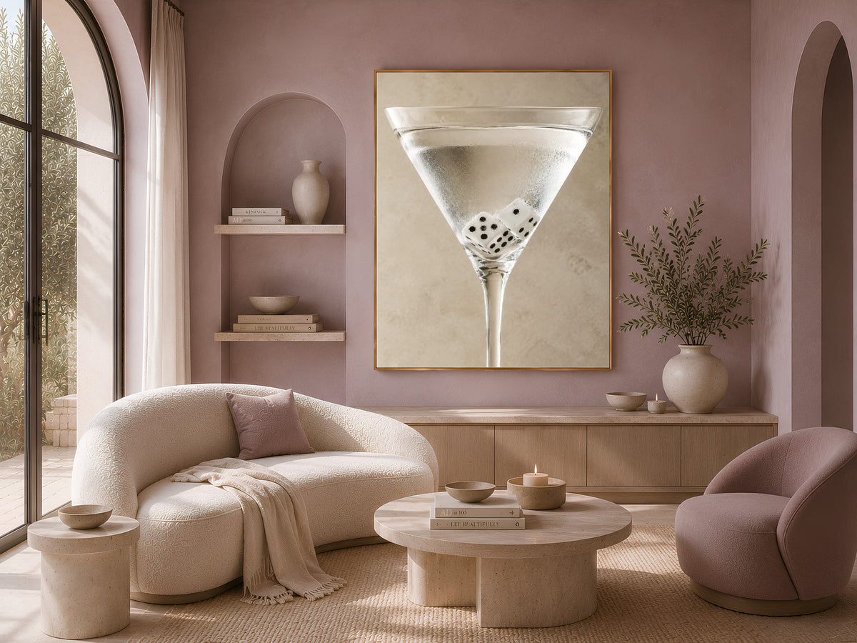 Martini Wall Art, Neutral Cocktail Print, Bar Cart Decor - Digital Download