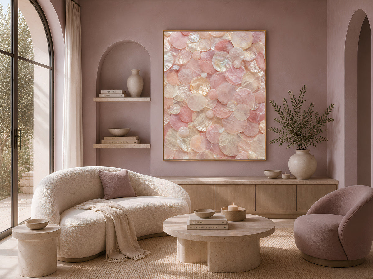 Rose Quartz Wall Art, Capiz Shell Abstract Print - Digital Download