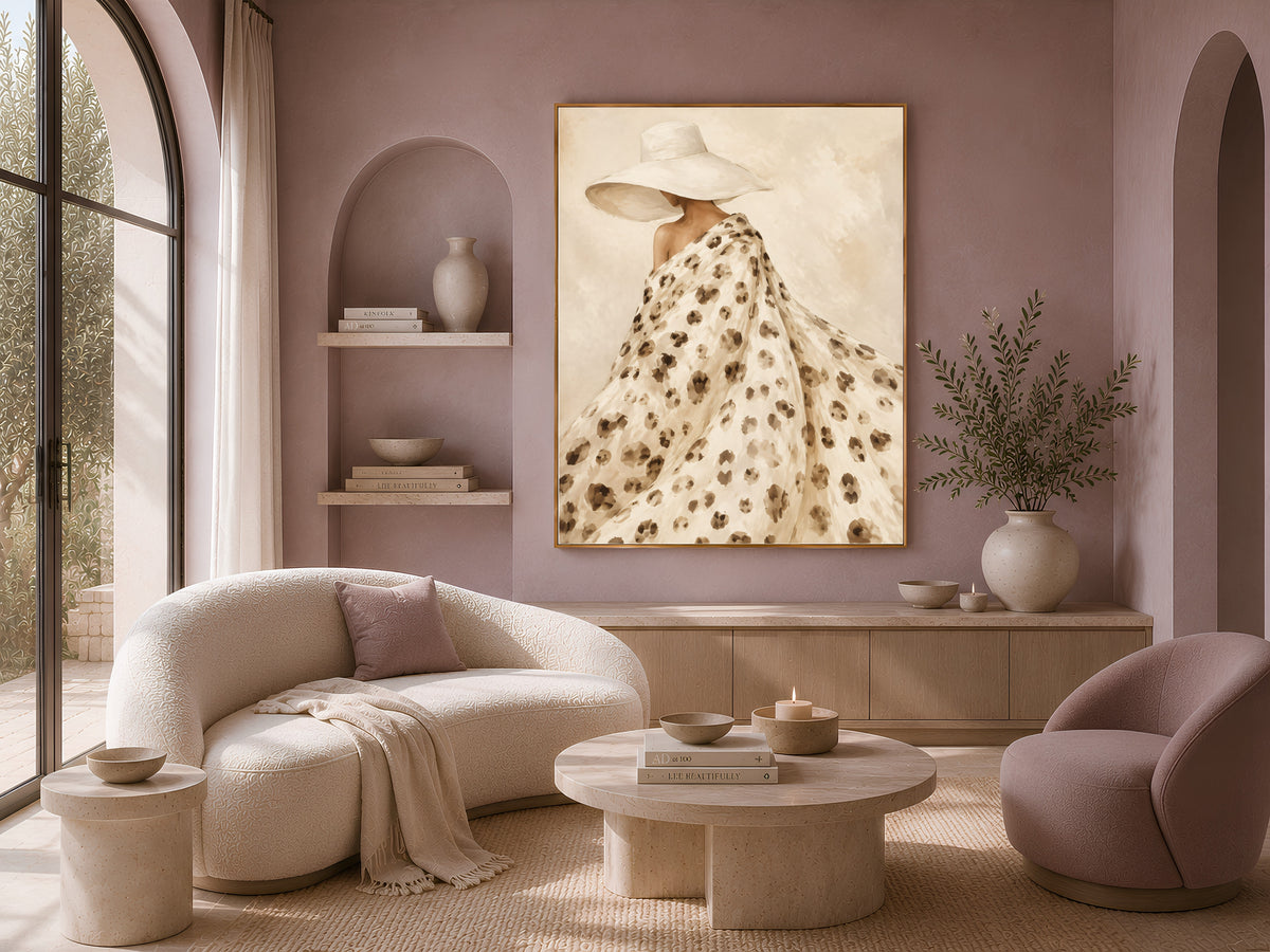 Leopard Print Fashion Wall Art, Couture Gown Painting - Digital Download