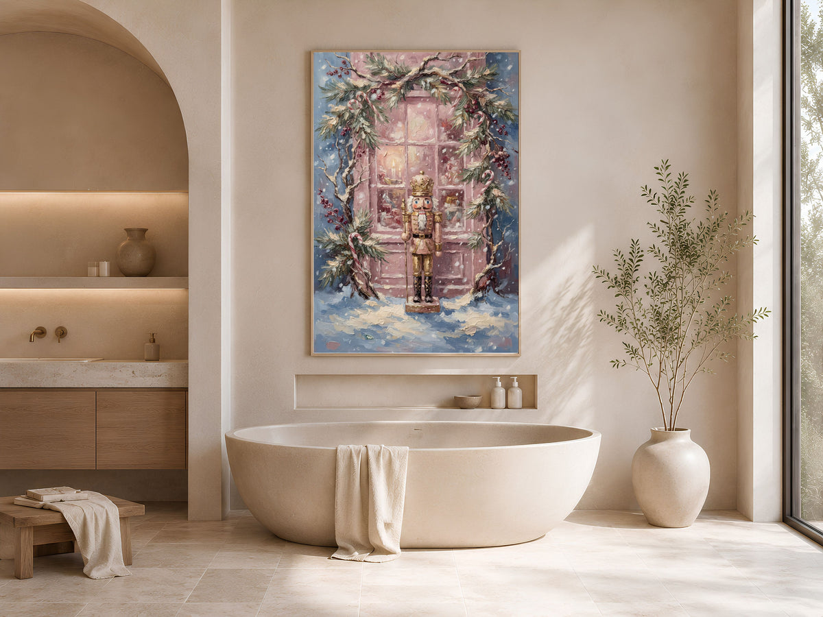 Pink Nutcracker Wall Art, Coquette Christmas Decor - Digital Download