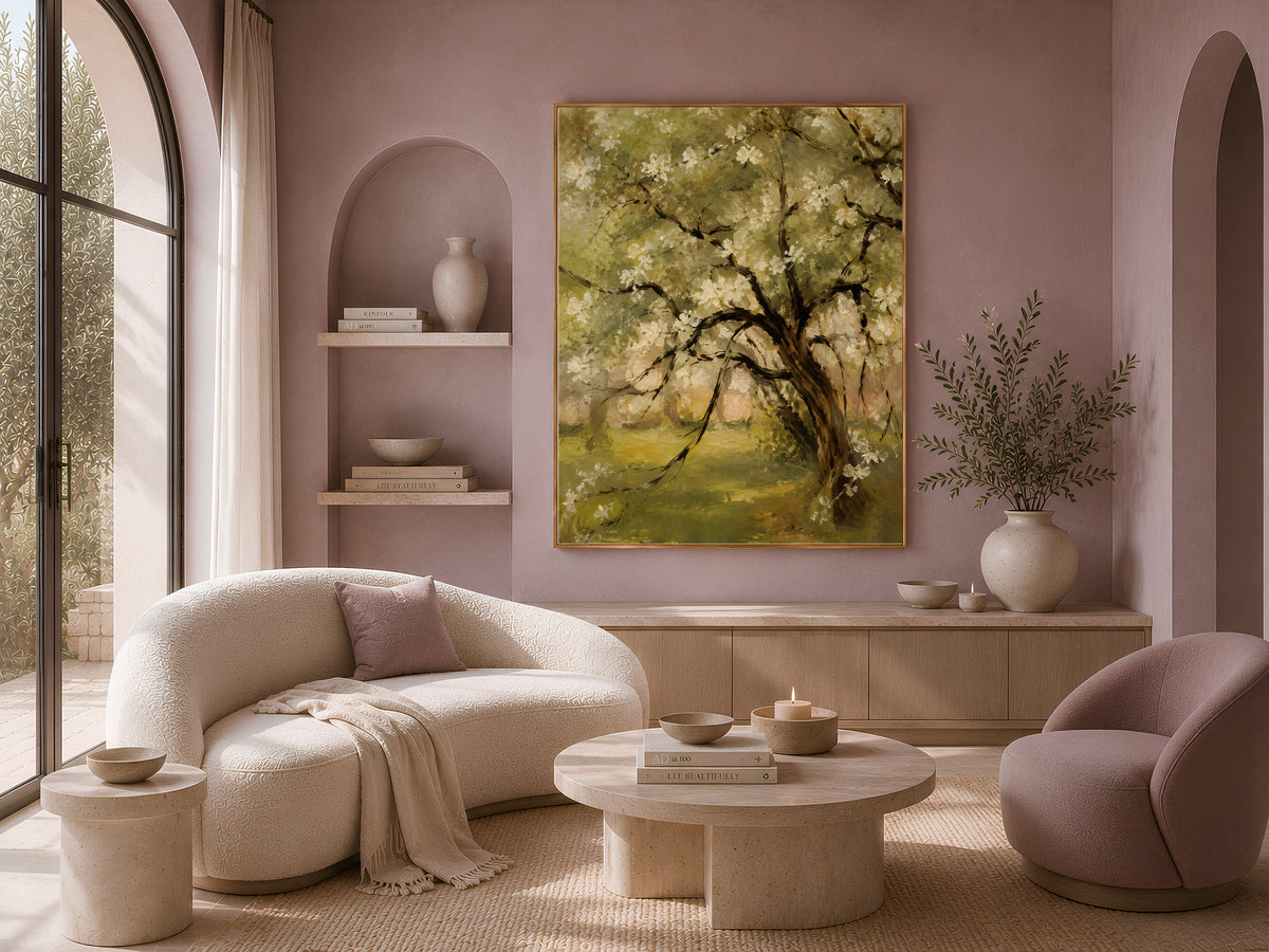 ge Green Blossom Tree Painting, Impressionist Garden Wall Art - Digital Download