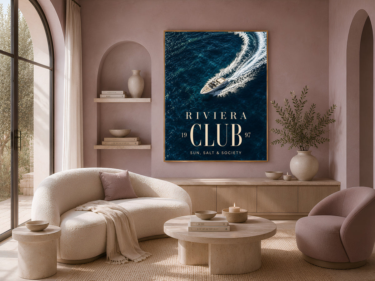 Riviera Club Yacht Poster, Old Money Aesthetic Print - Digital Download