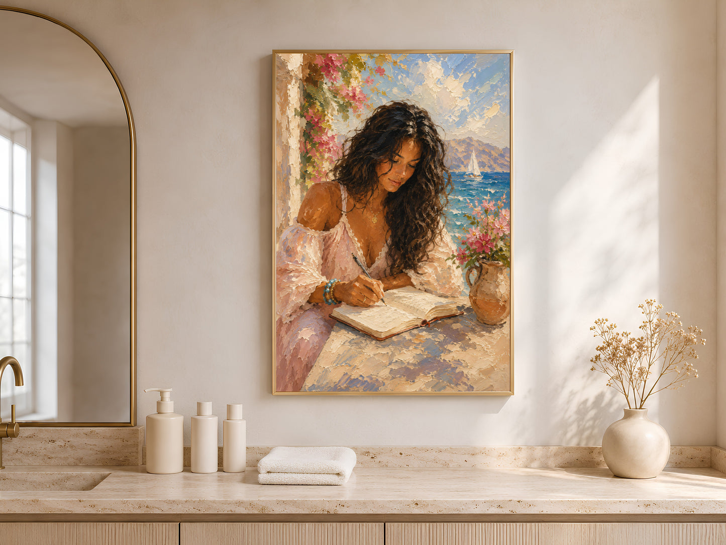Woman on Terrace Painting Print - Digital Download