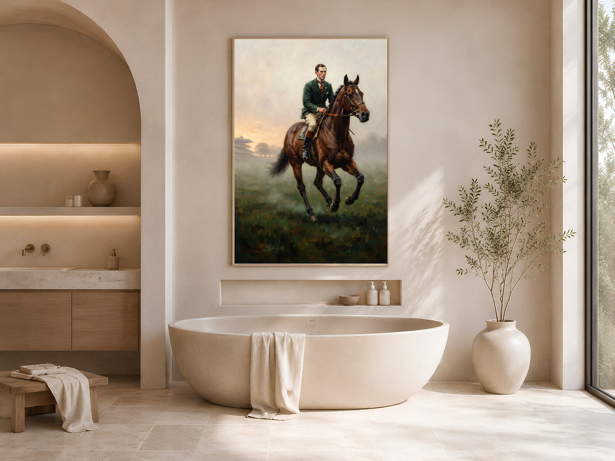 Equestrian Wall Art, Old Money Horse Racing Oil Painting - Digital Download