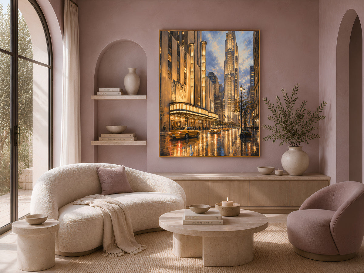 Radio City Music Hall Print, Rainy NYC Street Wall Art - Digital Download
