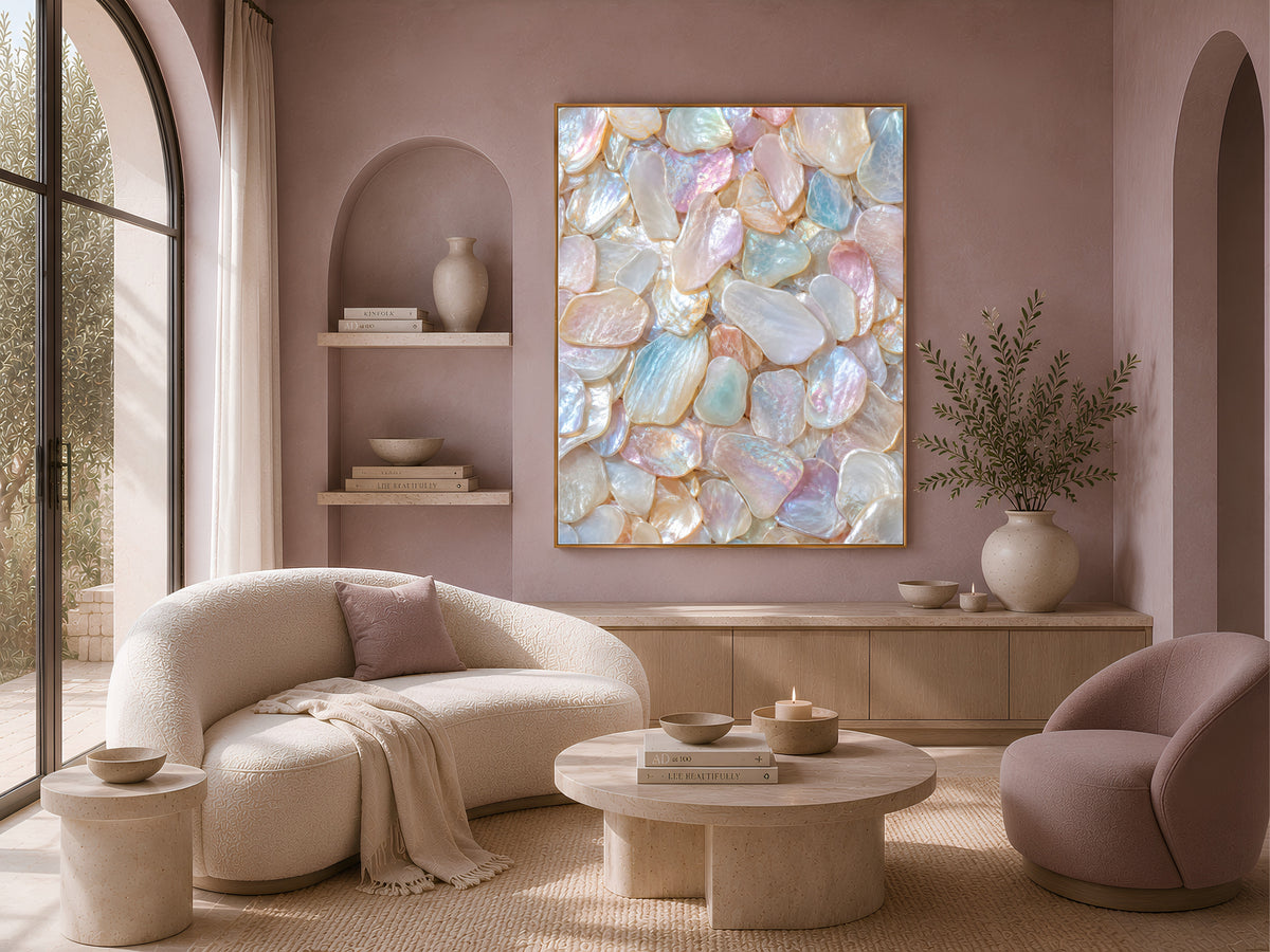 Iridescent Capiz Shell Wall Art, Opal Pearlcore Print - Digital Download