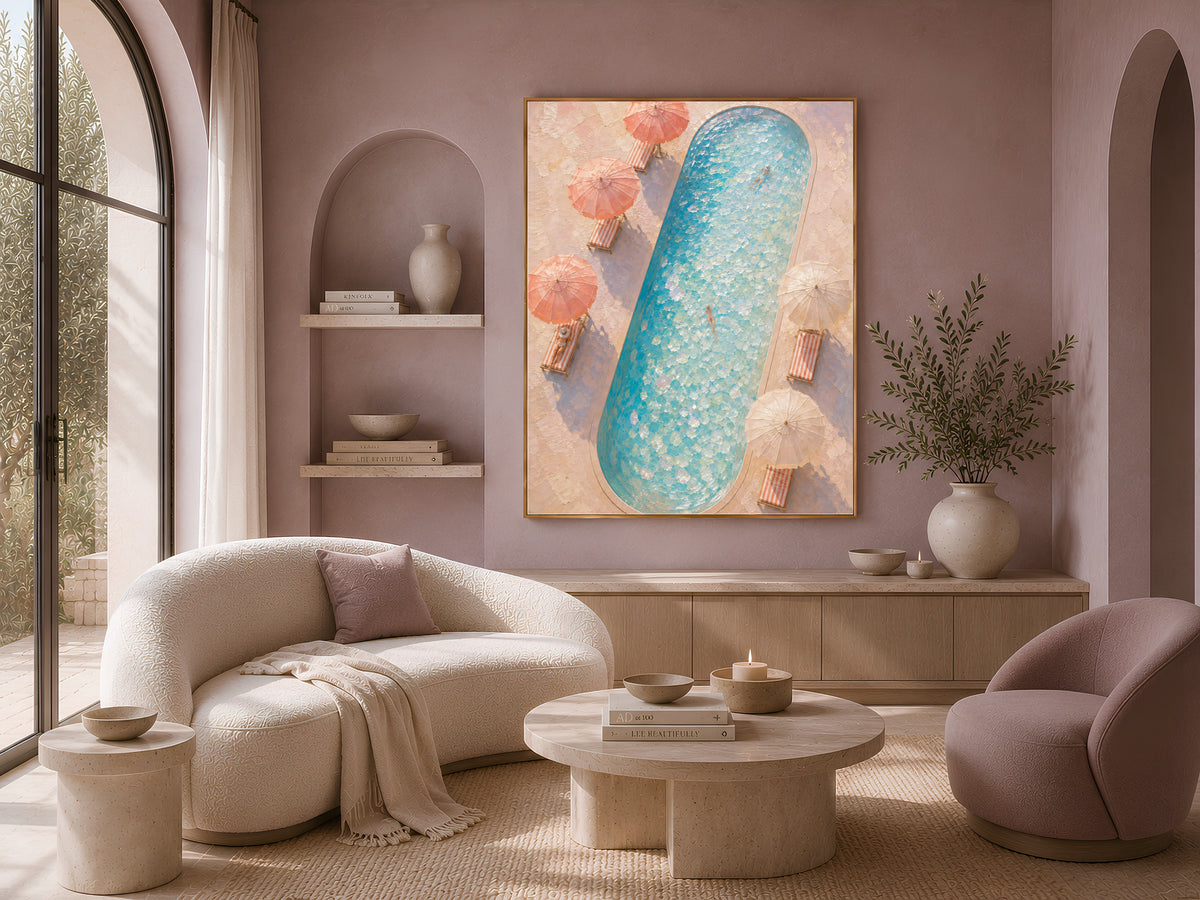 Aerial Swimming Pool Wall Art, Coastal Riviera Print - Digital Download