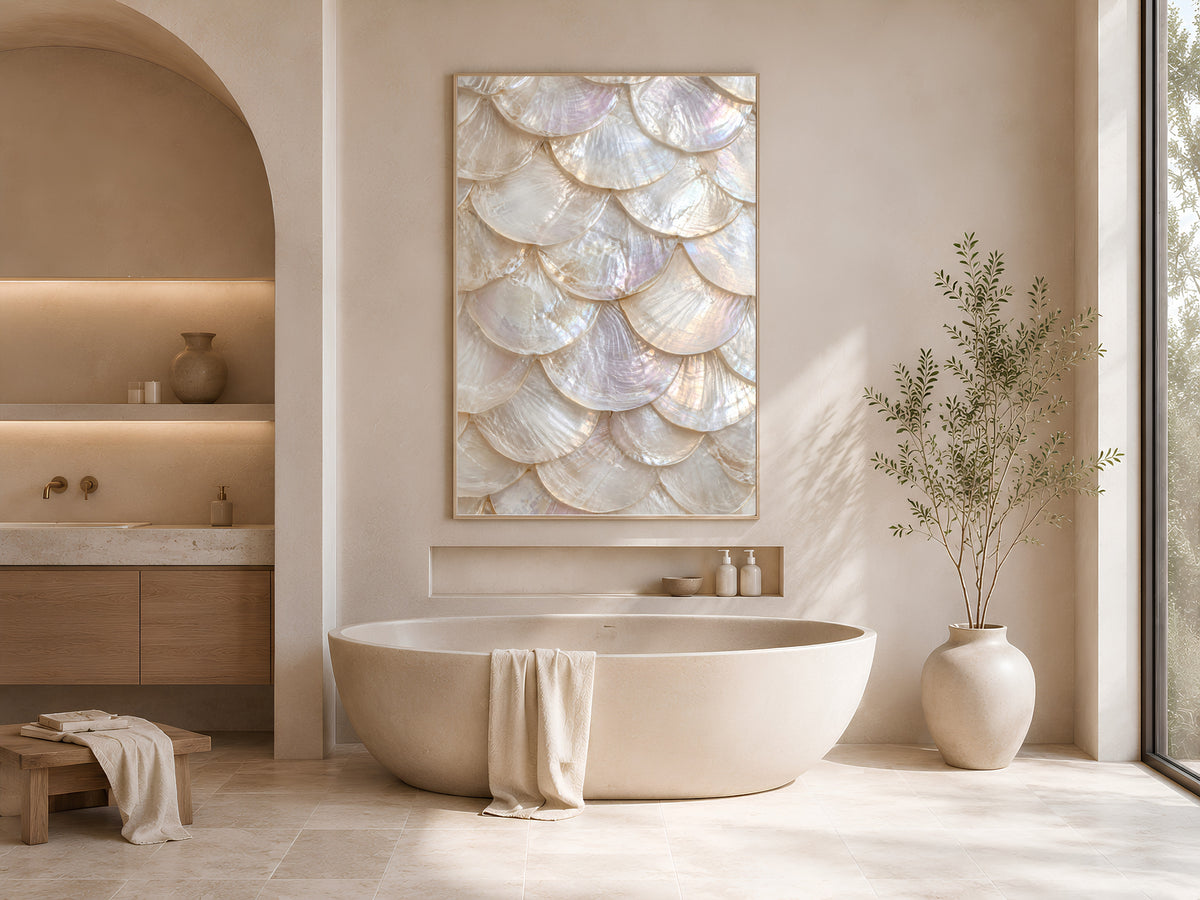 Mother of Pearl Wall Art, Iridescent Shell Print - Digital Download