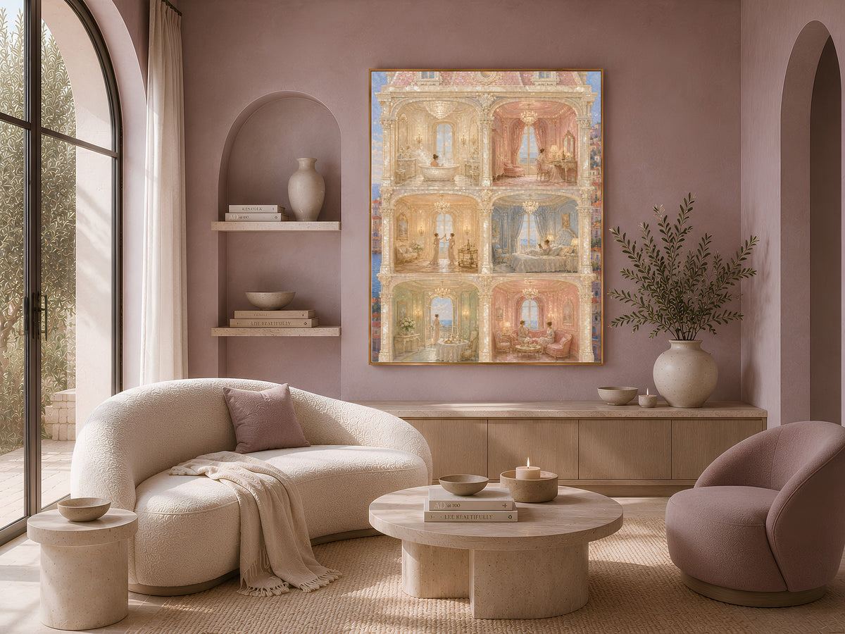 Cutaway House Wall Art, French Riviera Print - Digital Download