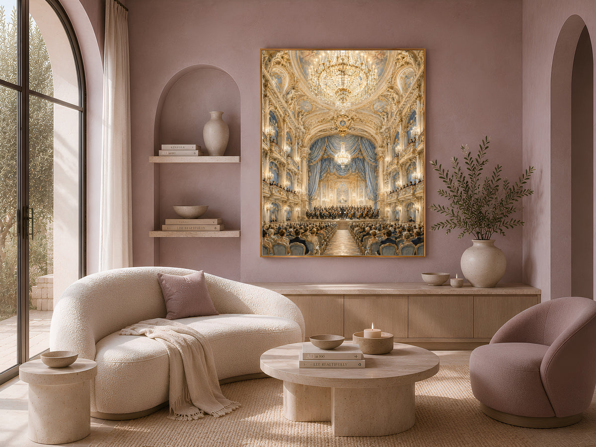 Palace Ceiling Fresco Print, Crystal Chandelier Wall Art - Digital Download