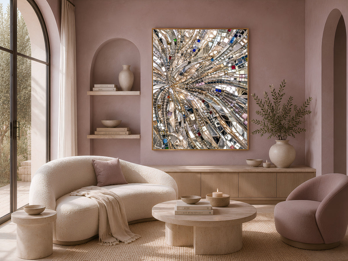 Mirror Mosaic Wall Art, Jeweled Disco Sunburst Print - Digital Download