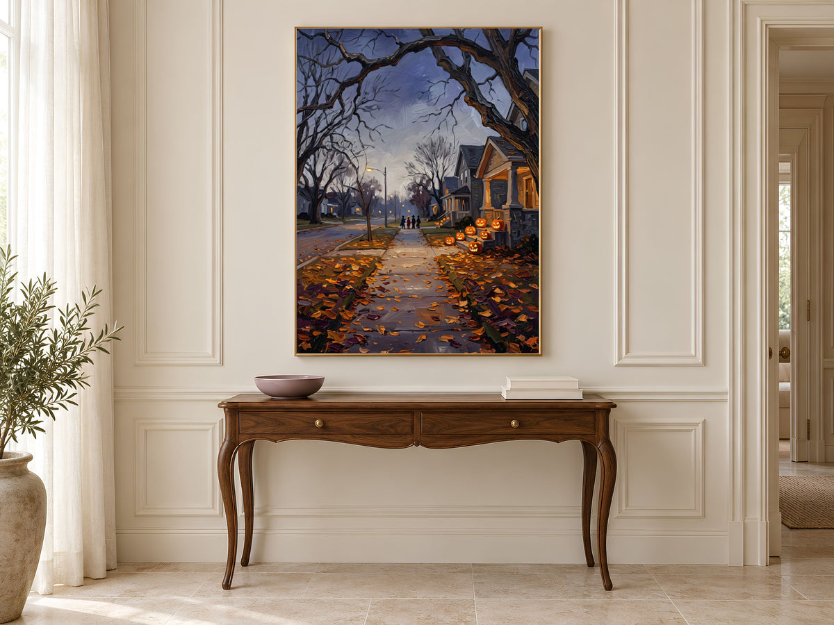 Trick or Treat Wall Art, Impasto Oil Painting Print - Digital Download
