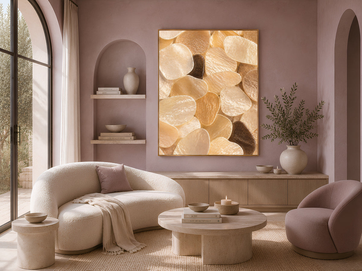 Honey Gold Capiz Shell Wall Art, Amber Espresso Accent Print - Digital Download